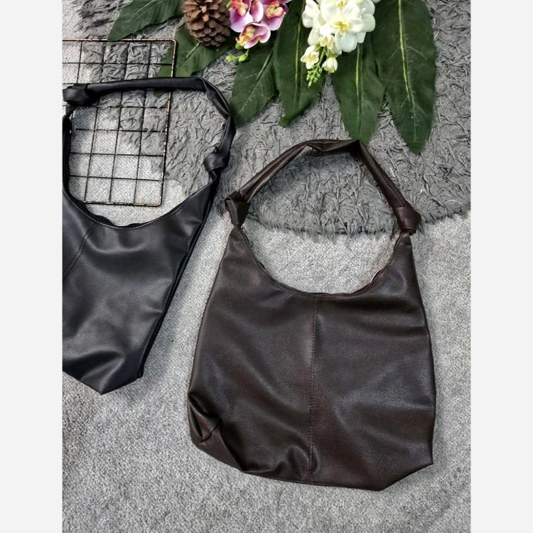 کیف بند گره ای چرمی سبک و جادار رنگ مشکی و موکا