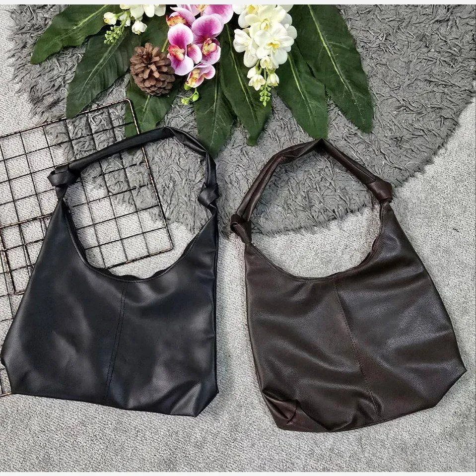 کیف بند گره ای چرمی سبک و جادار رنگ مشکی و موکا