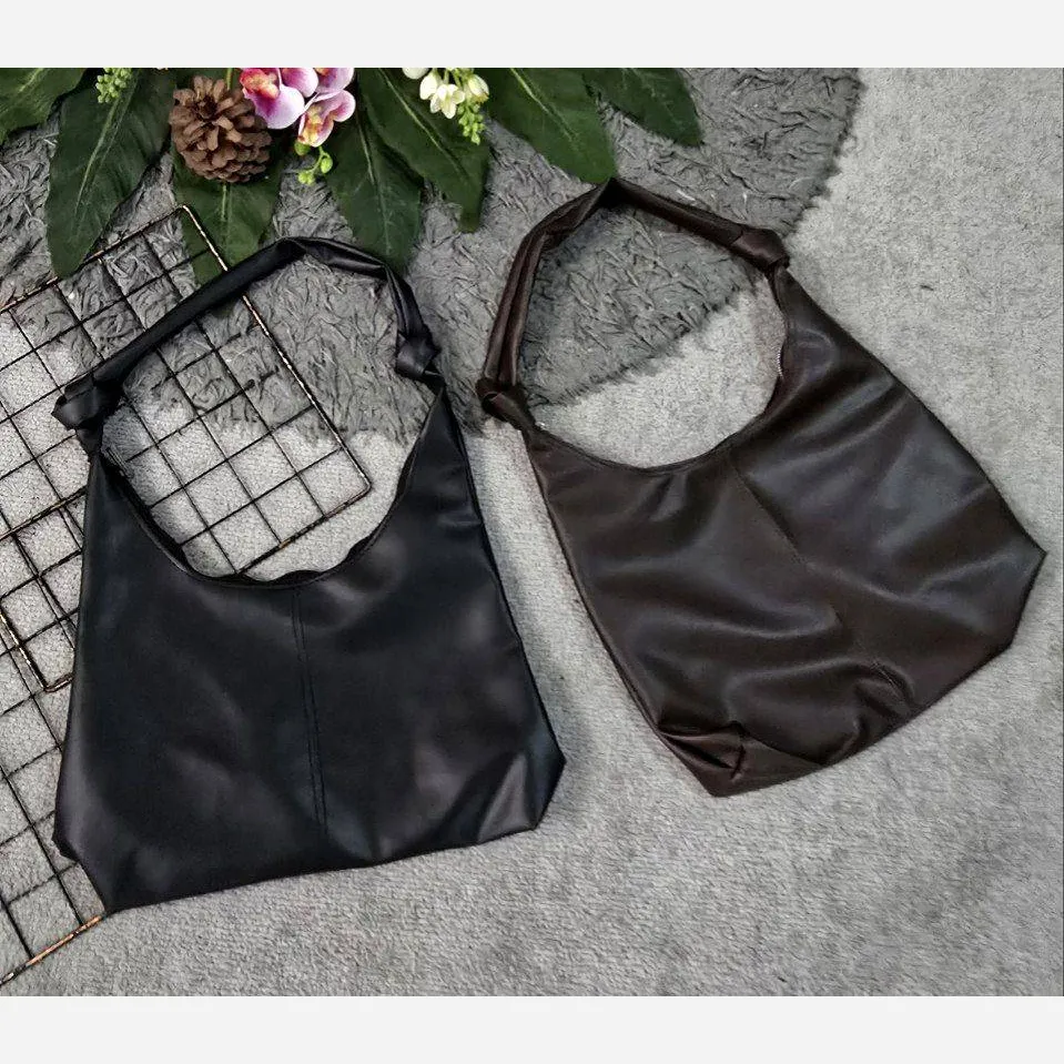 کیف بند گره ای چرمی سبک و جادار رنگ مشکی و موکا