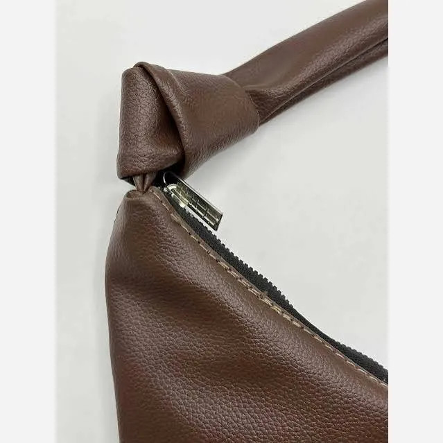 کیف بند گره ای چرمی سبک و جادار رنگ مشکی و موکا
