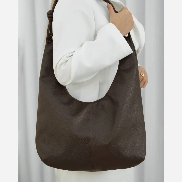 کیف بند گره ای چرمی سبک و جادار رنگ مشکی و موکا