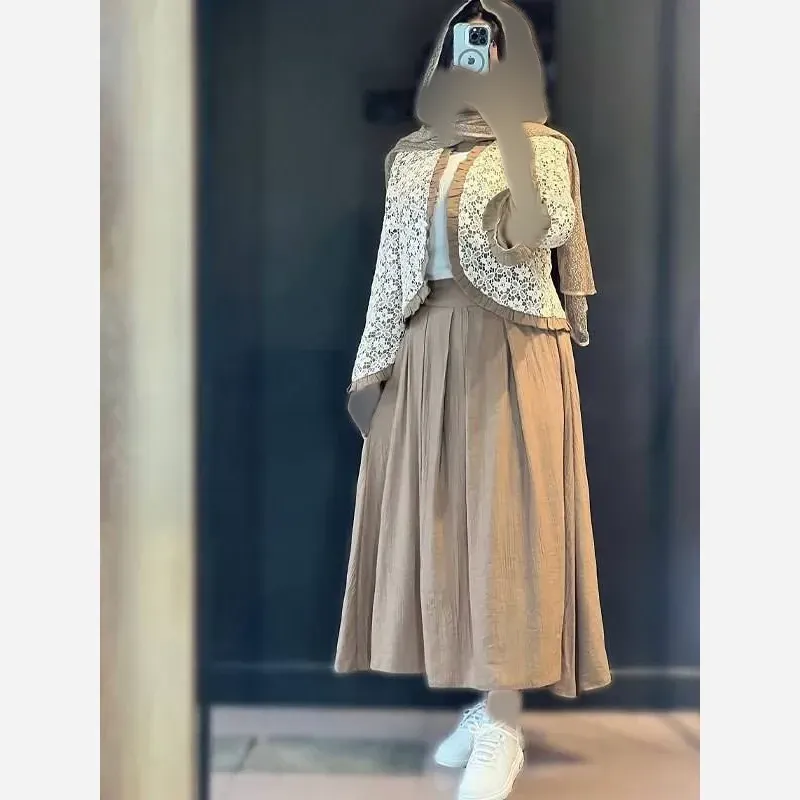 کت دامن چین چیلا جنس کراش آیوا و گیپور سایز 1 و 2 رنگبندی متنوع
