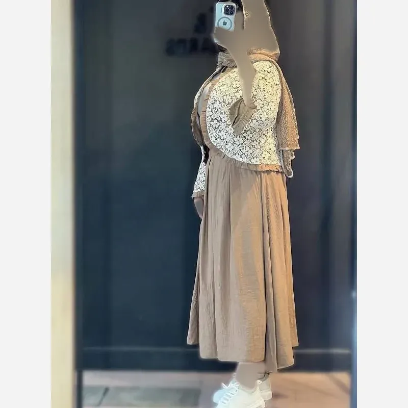 کت دامن چین چیلا جنس کراش آیوا و گیپور سایز 1 و 2 رنگبندی متنوع