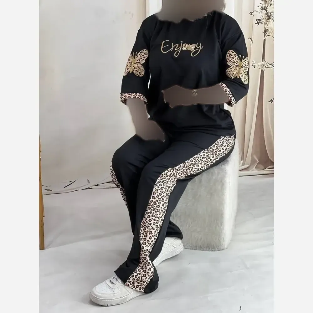 ست تیشرت شلوار خرسی پنبه گلکسی فری سایز