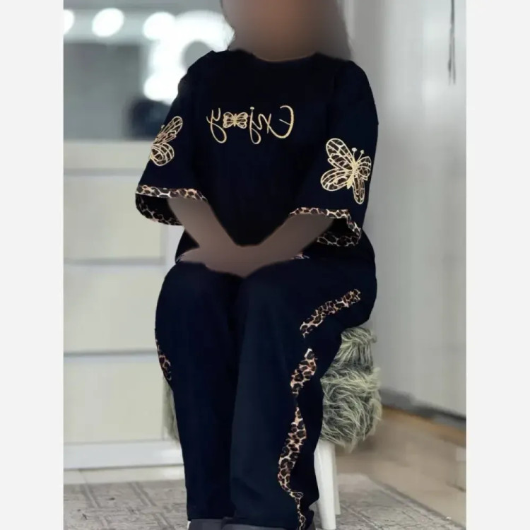 ست تیشرت شلوار خرسی پنبه گلکسی فری سایز