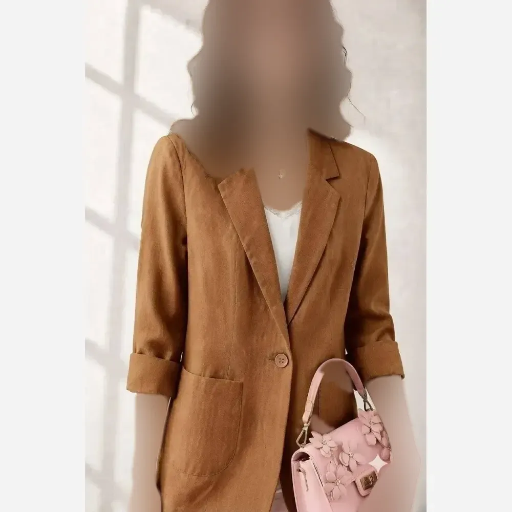 کت لنین زنانه طرح وک قد 70 سایز 38 تا 46