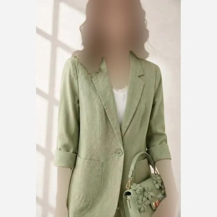 کت لنین زنانه طرح وک قد 70 سایز 38 تا 46
