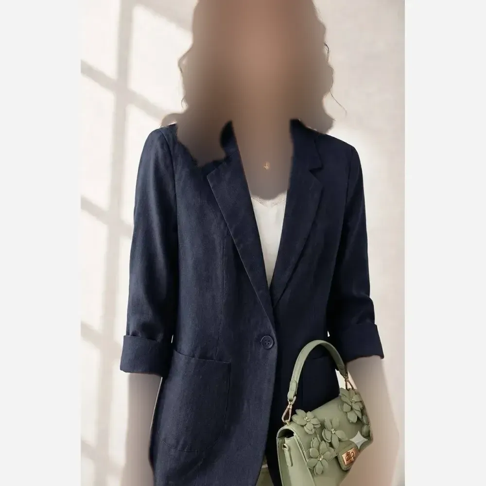 کت لنین زنانه طرح وک قد 70 سایز 38 تا 46