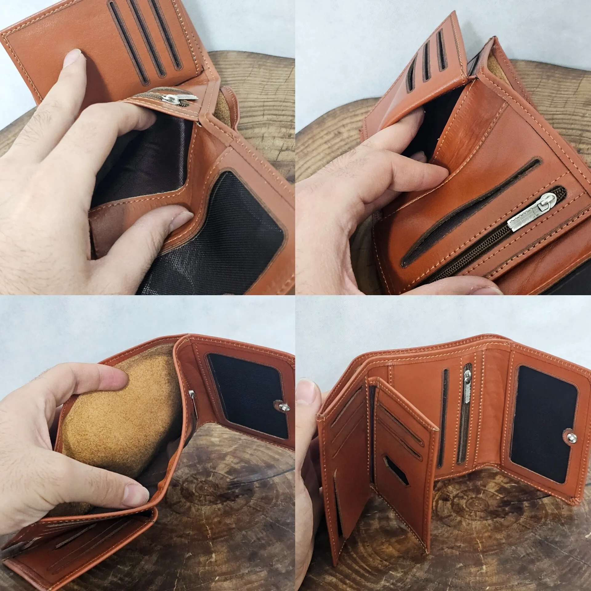 کیف پول چرم مردانه سه لت چرم اصل گاوی