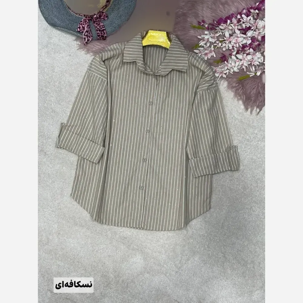 شومیز راه راه لنین نگین کوبی شده گیسا فری سایز
