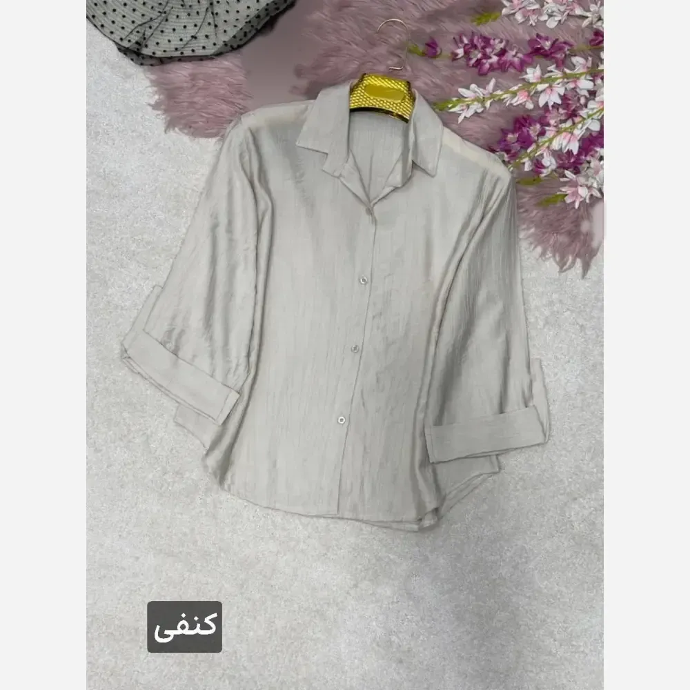 شومیز آستین پاگن دار ژیلا جنس الیسه شیشهای سایز فری 38 تا 46