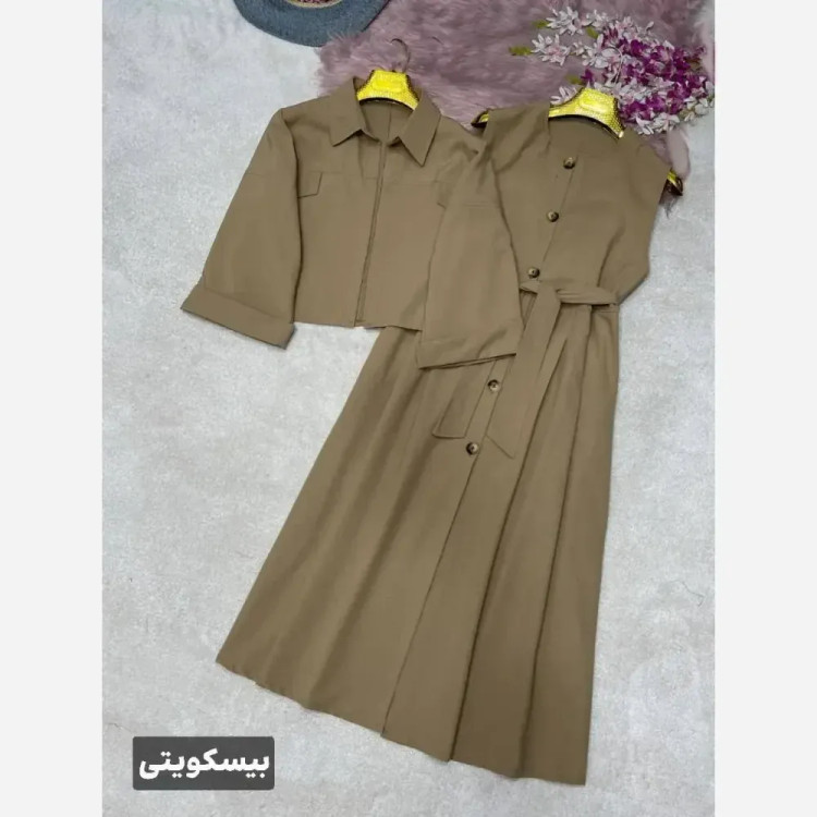 ست دوتیکه لینن زنانه مدل خاتون سایز فری 38 تا 46
