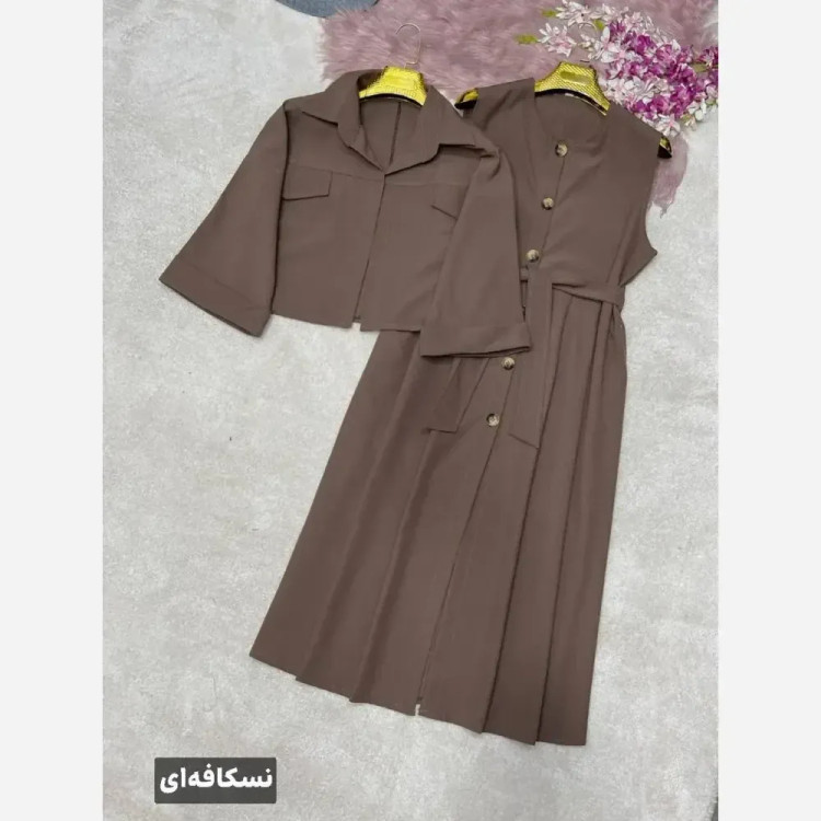 ست دوتیکه لینن زنانه مدل خاتون سایز فری 38 تا 46