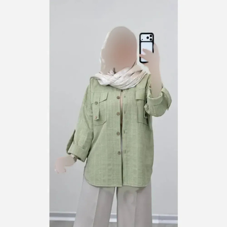 مانتو جیب صلیبی پروانه جنس شانتون زیپی فری سایز