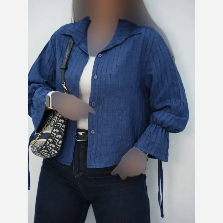 شومیز عروسکی صوفیا شانتون راه راه فری سایز