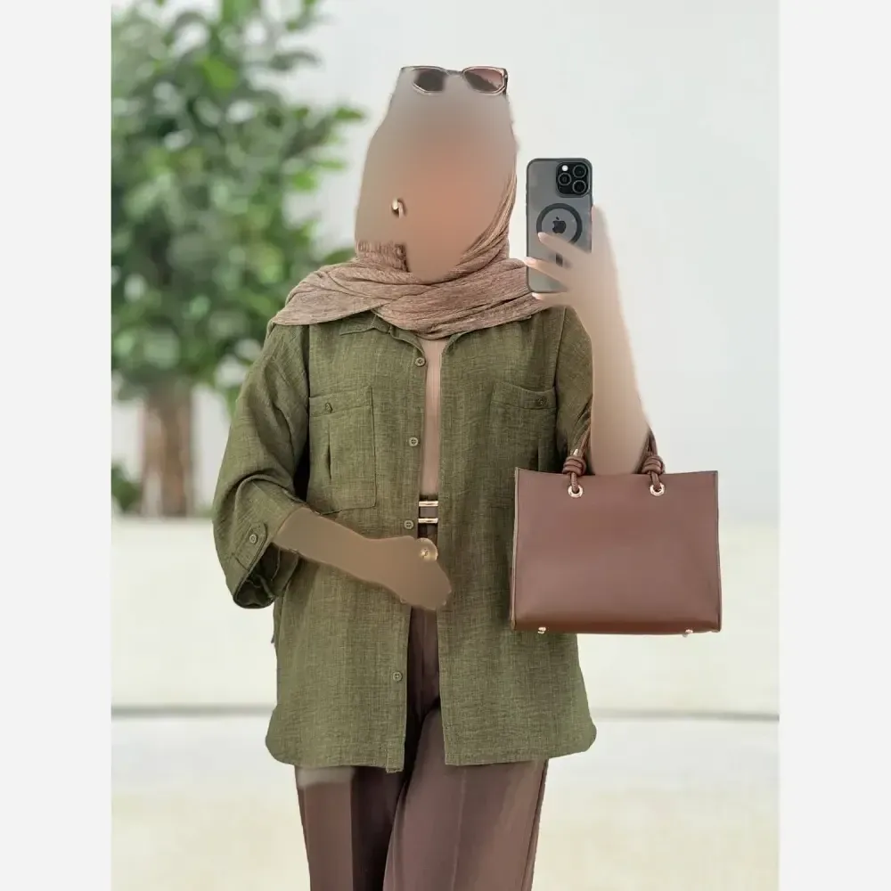 مانتو دو جیب پیله دار جنس شانتون اعلا فری سایز
