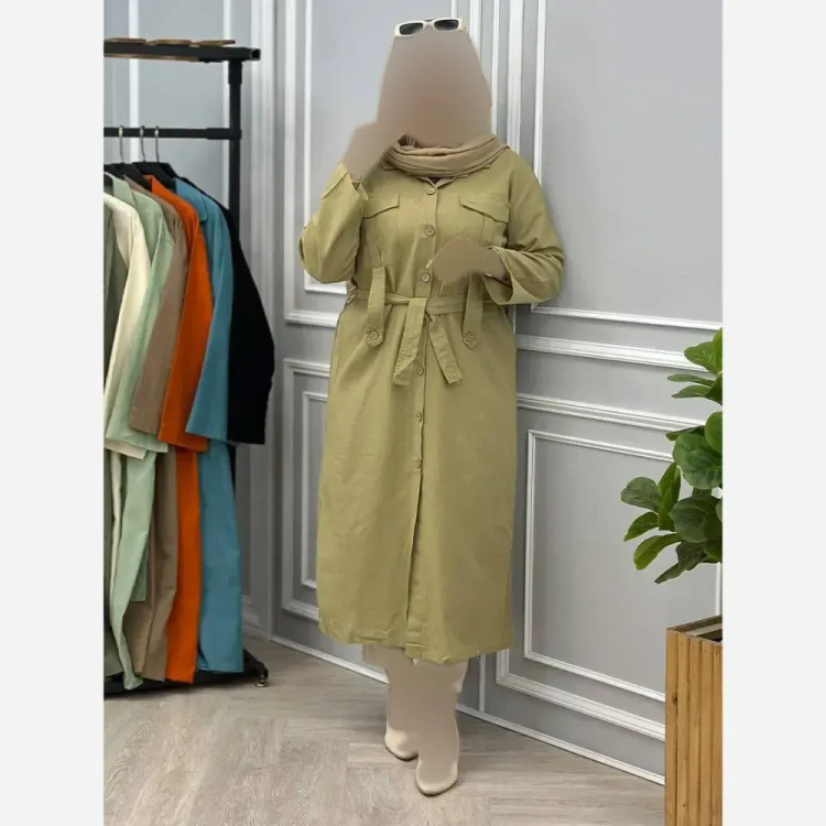 کفتان زنانه شانتون بیسکوییتی اعلا فری سایز تا 48 دو جیب