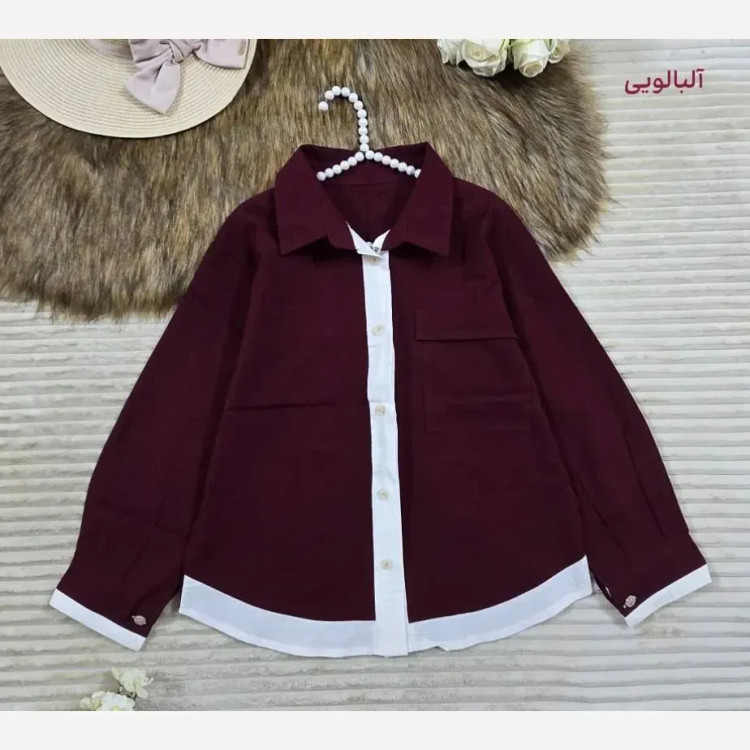 مانتو لنین دورنگ شومیز مانتویی فری سایز نچرال درجه یک