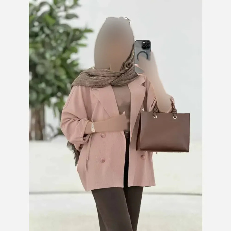 کت آستین بندی زنانه جنس لنین شسته شده اعلا فری سایز