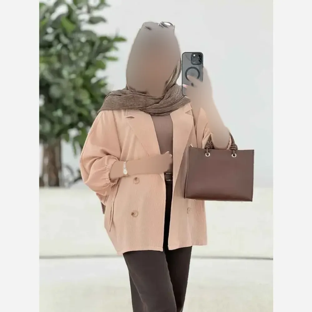کت آستین بندی زنانه جنس لنین شسته شده اعلا فری سایز
