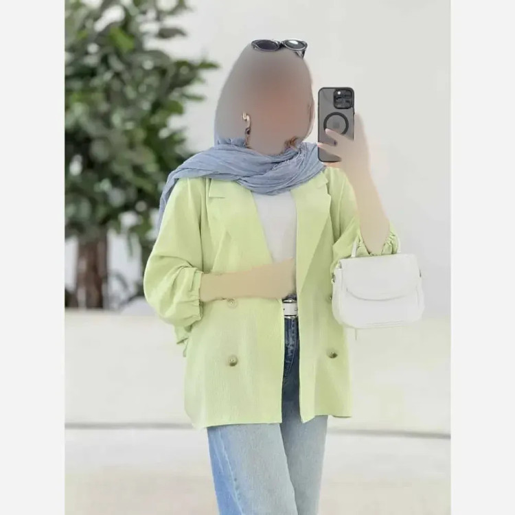 کت آستین بندی زنانه جنس لنین شسته شده اعلا فری سایز