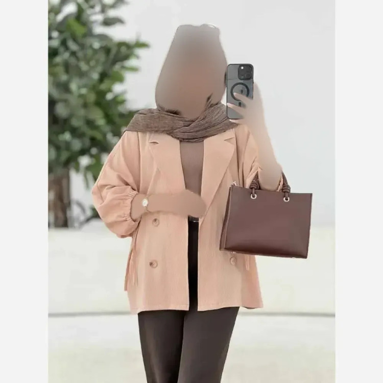 کت آستین بندی زنانه جنس لنین شسته شده اعلا فری سایز