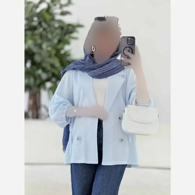 کت آستین بندی زنانه جنس لنین شسته شده اعلا فری سایز