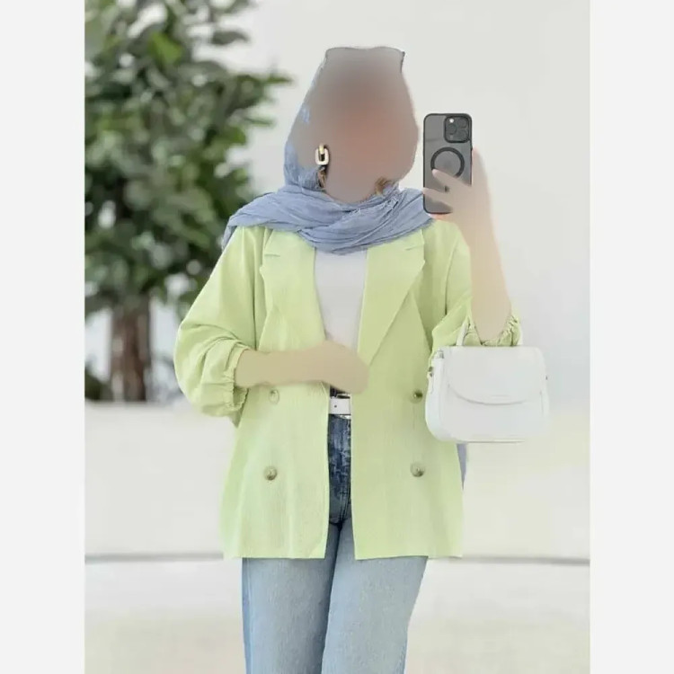 کت آستین بندی زنانه جنس لنین شسته شده اعلا فری سایز