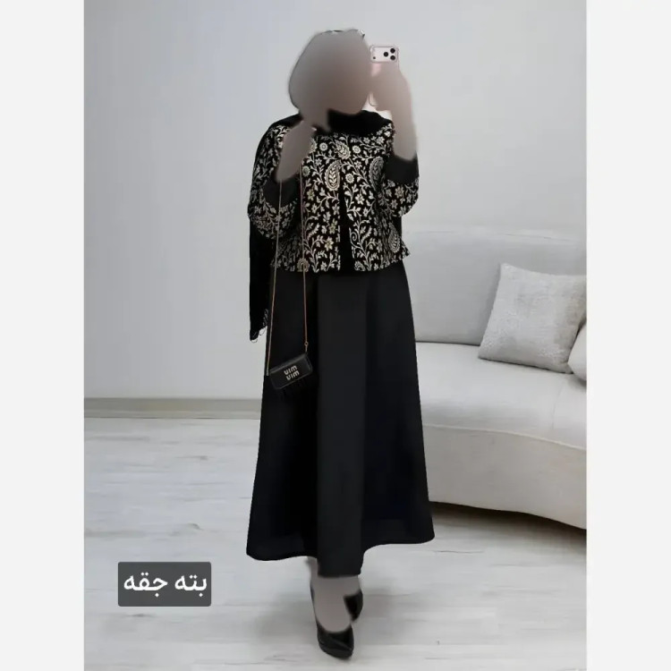 ست کت و سارافون زنانه مدل هما جنس پرشیا و تافته فری سایز
