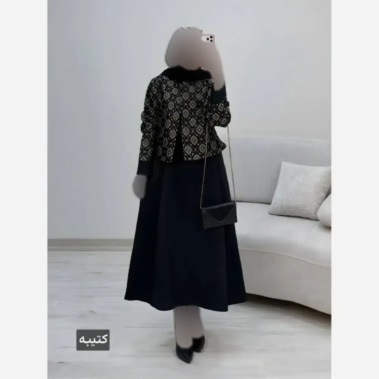 ست کت و سارافون زنانه مدل هما جنس پرشیا و تافته فری سایز