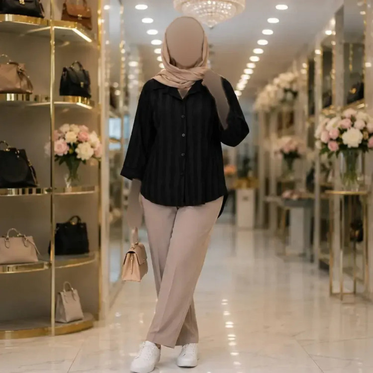 شومیز مانتویی شانتون گازوئیلی جیب دار فری سایز زنانه