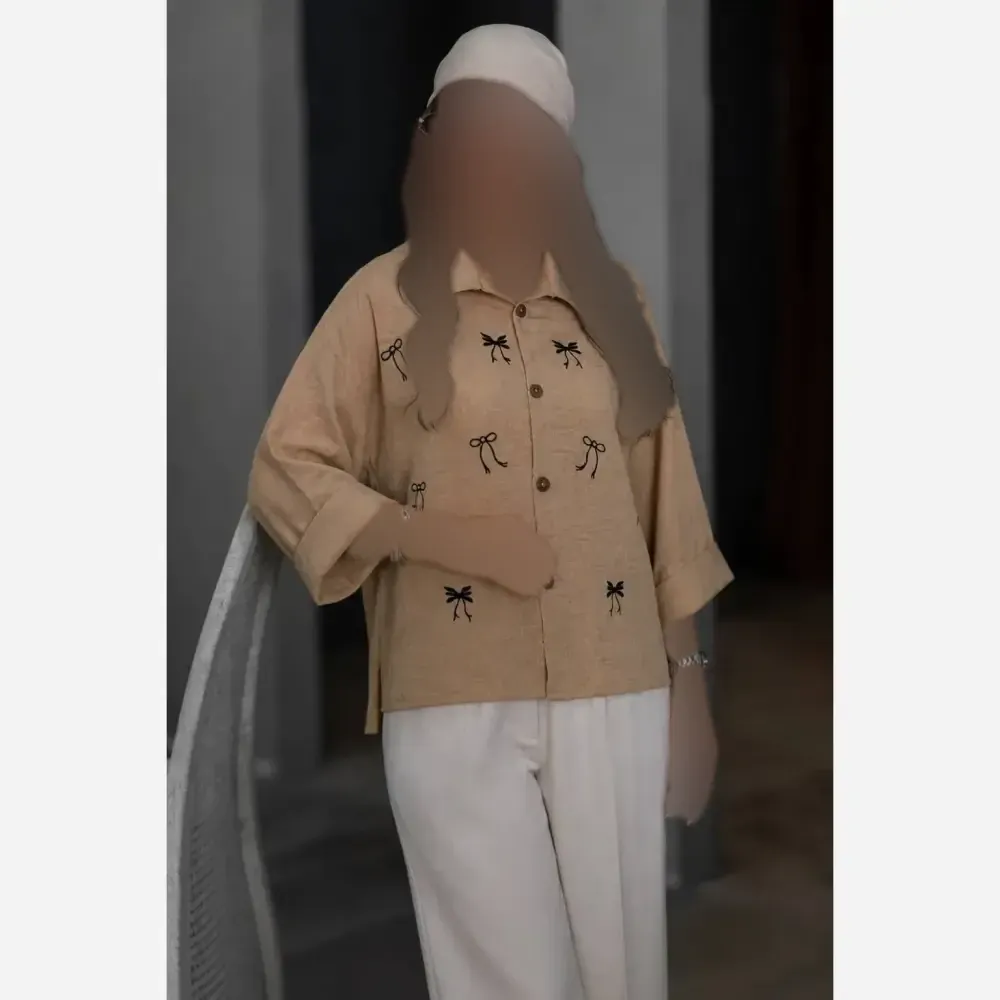 شومیز گلدوزی میرا جنس شانتون فری سایز