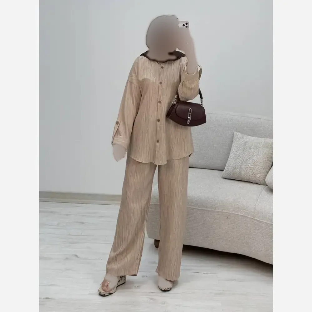 ست شومیز شلوار زنانه جنس شانتون فری سایز 38 تا 46