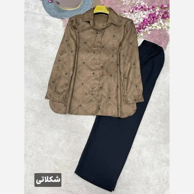 ست شومیز شلوار زنانه مدل دنیز جنس بوگاتی و صوفیا سایز 38 تا 46
