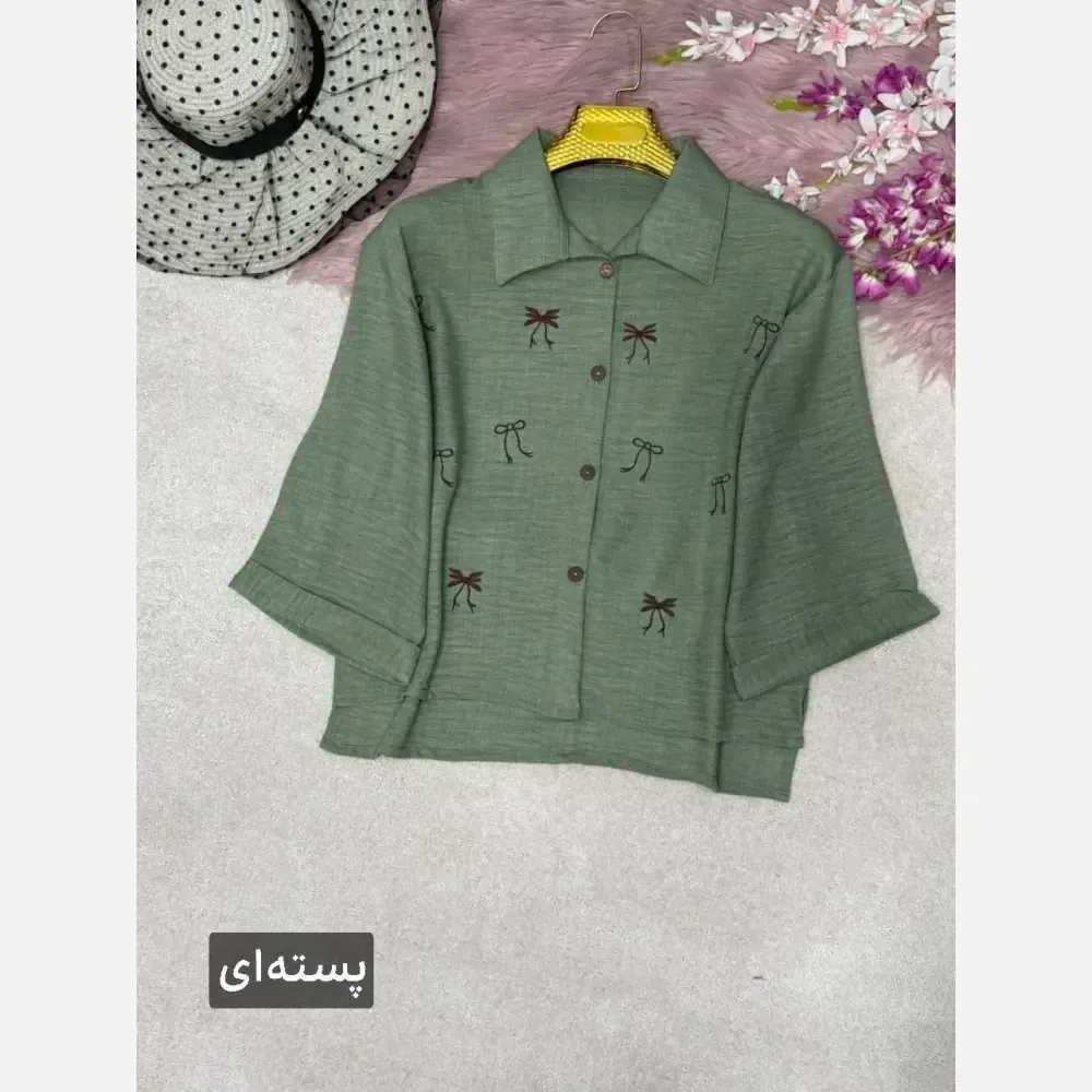 شومیز گلدوزی میرا جنس شانتون فری سایز 38 تا 46