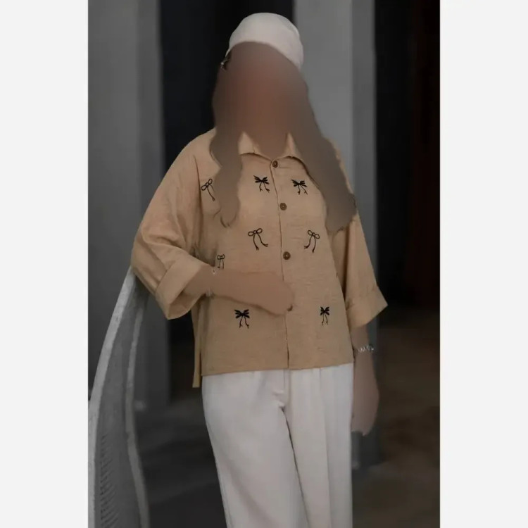 شومیز گلدوزی میرا جنس شانتون فری سایز