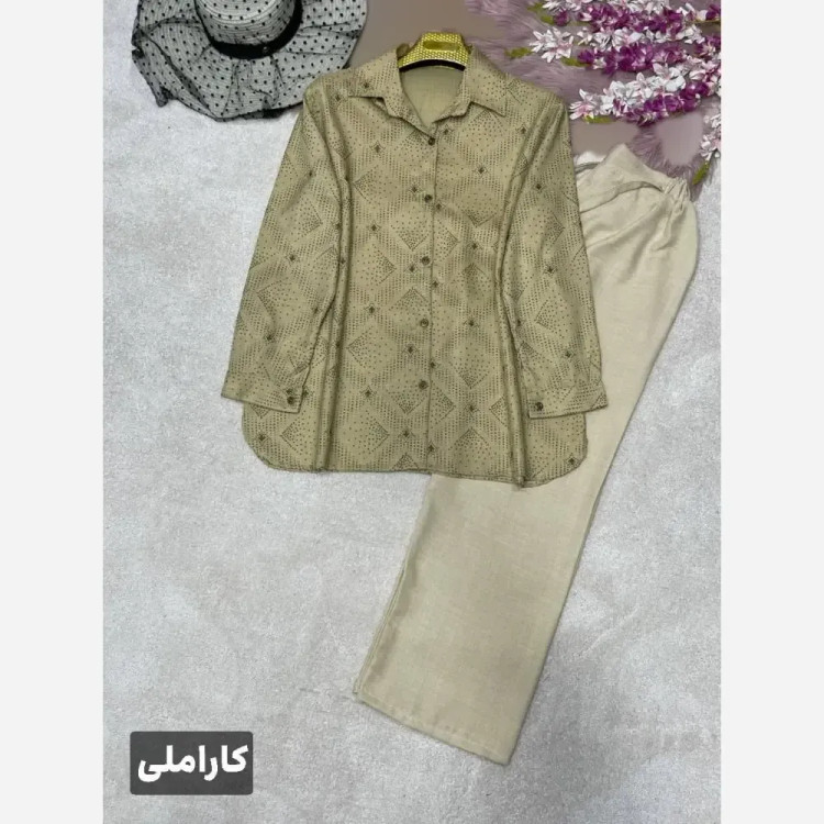 ست شومیز شلوار زنانه مدل دنیز جنس بوگاتی و صوفیا سایز 38 تا 46