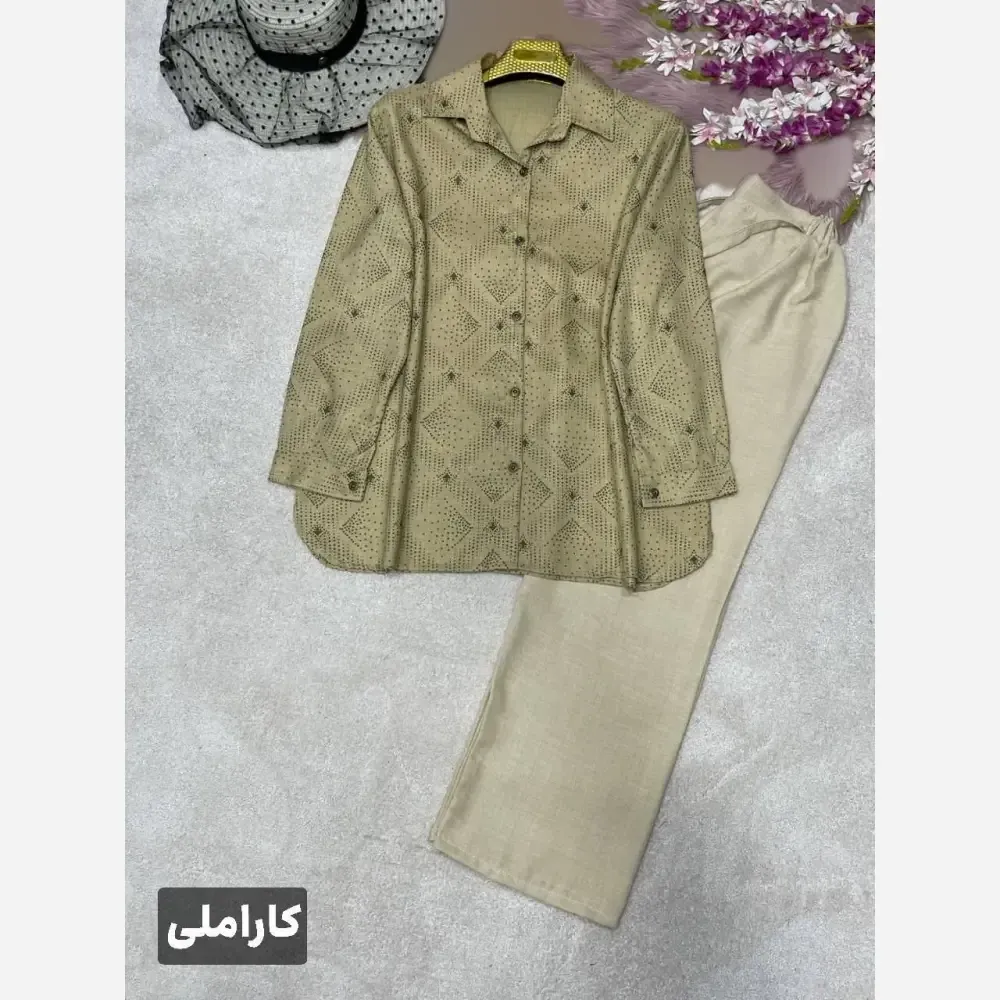 ست شومیز شلوار زنانه مدل دنیز جنس بوگاتی و صوفیا سایز 38 تا 46