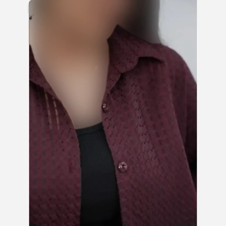 شومیز زنانه حصیری شیشه ای آستین سه ربع پاکتی فری سایز
