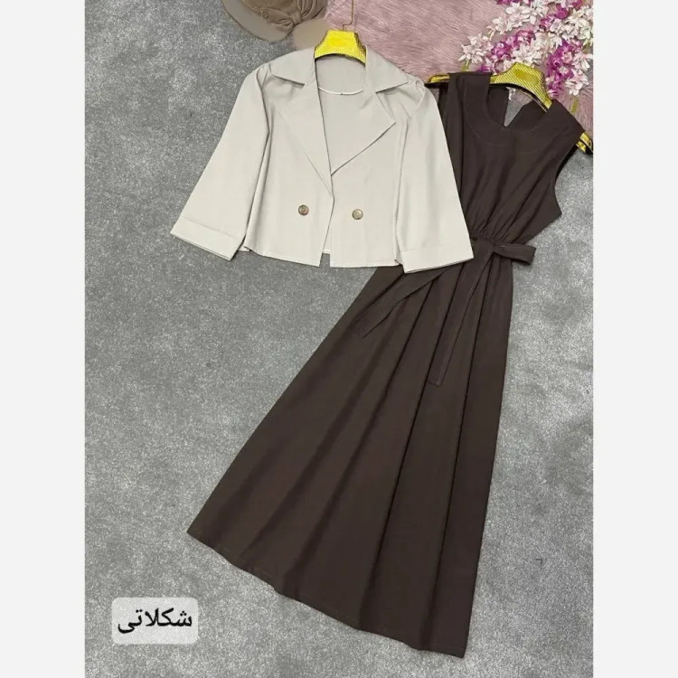 ست دوتیکه لنین آسو مدل کت و زیره سایز 38 تا 46 رنگ مشکی شکلاتی کرم سبز آجری
