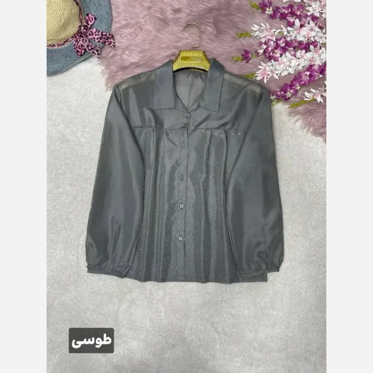شومیز نگینی مهتا جنس شیشه ای نگین کوبی شده فری سایز