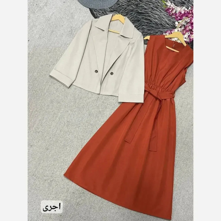ست دوتیکه لنین آسو مدل کت و زیره سایز 38 تا 46 رنگ مشکی شکلاتی کرم سبز آجری