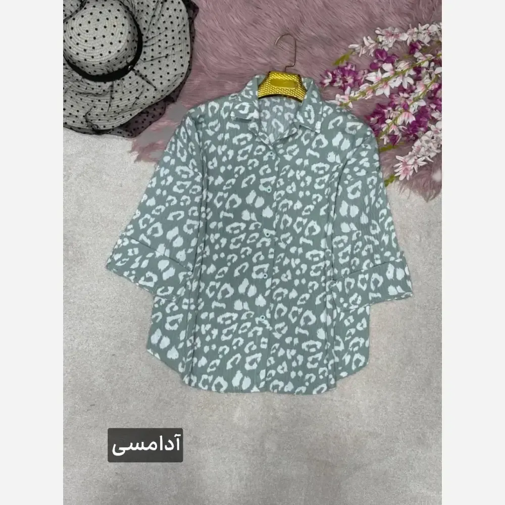 شومیز طرح پلنگی فرشته جنس ایوا کاملس نگین دار فری سایز