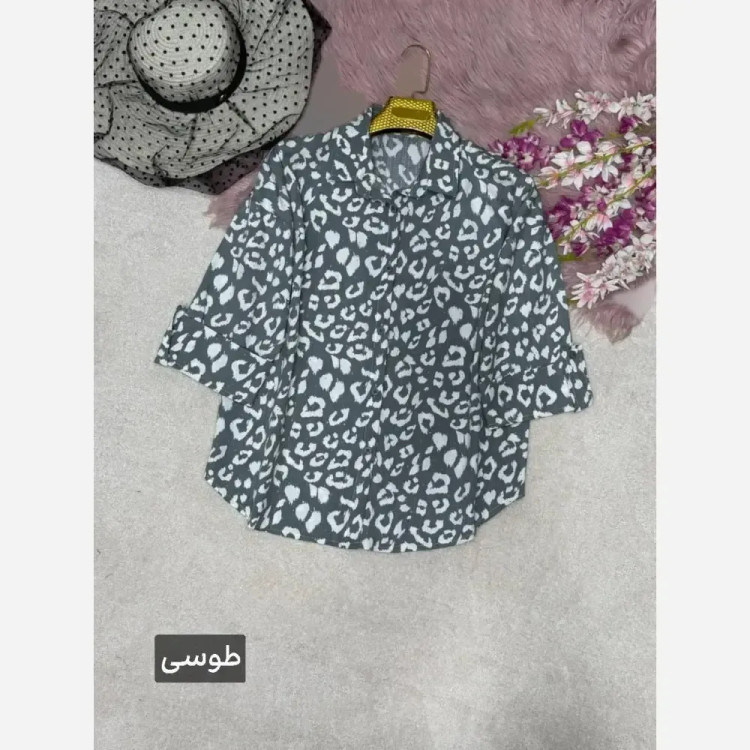 شومیز طرح پلنگی فرشته جنس ایوا کاملس نگین دار فری سایز
