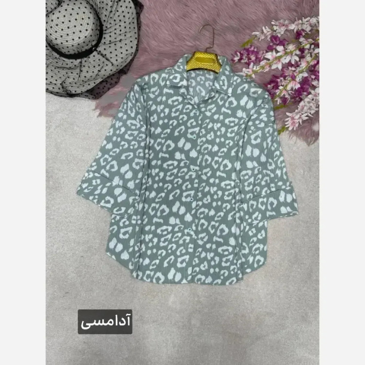 شومیز طرح پلنگی فرشته جنس ایوا کاملس نگین دار فری سایز