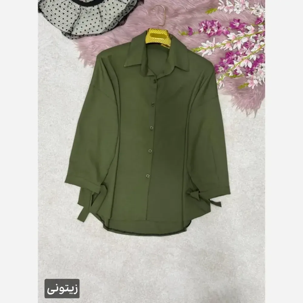 شومیز گره ای نیکی جنس پری درجه یک خنک و سبک سایز فری 38 تا 48