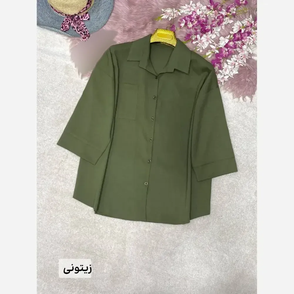 شومیز تک جیب ترمه جنس پری خنک و سبک فری سایز