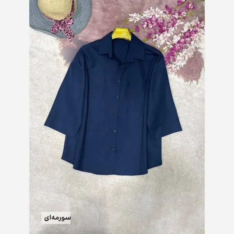شومیز تک جیب ترمه جنس پری خنک و سبک فری سایز