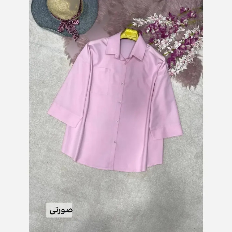 شومیز تک جیب ترمه جنس پری خنک و سبک فری سایز