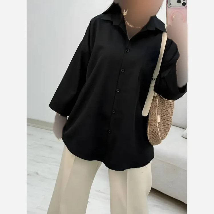 شومیز تک جیب ترمه جنس پری خنک و سبک فری سایز